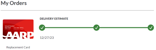 AARP.org > My Account > My Orders > Membership Card Tracking